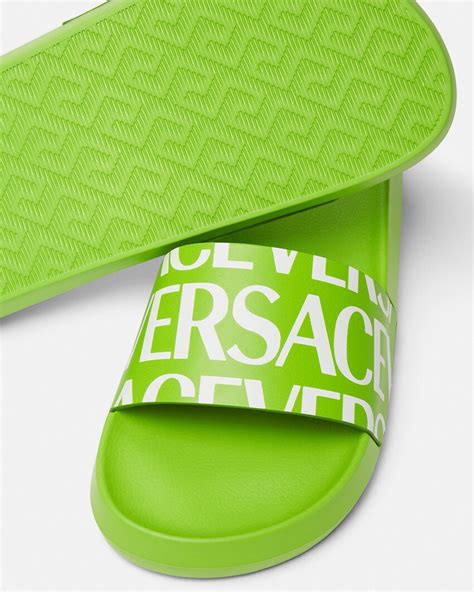 versace white slides|Versace allover slides.